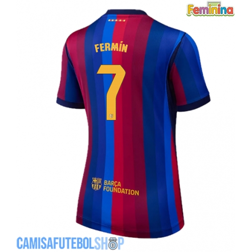 Camisa de time de futebol Barcelona Fermin Lopez #7 Replicas 1º Equipamento Feminina 2026-27 Manga Curta